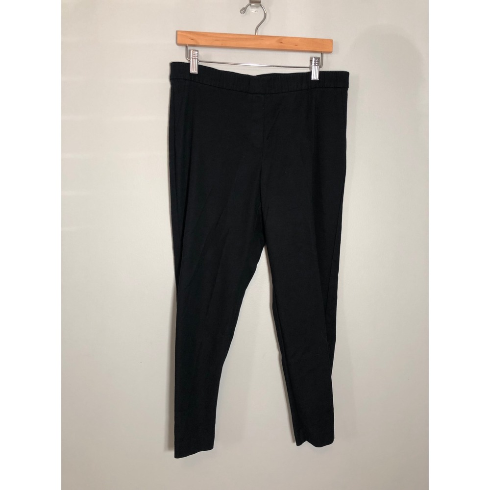 J. Jill Trousers Women 12 Petite Black Cotton Blend Stretch Pull On Slim Pants